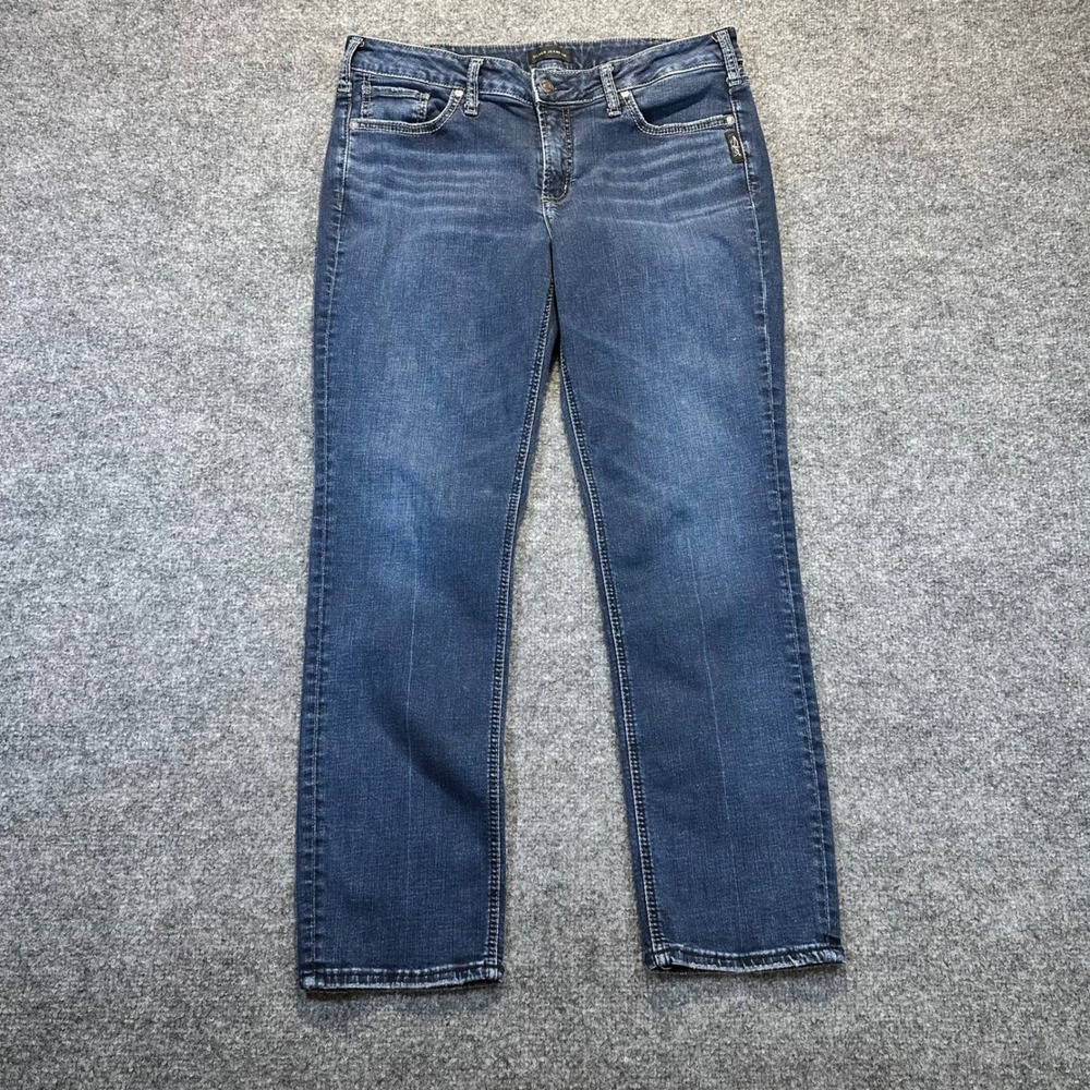 Silver Jeans Elyse Slim Women W32 L29 Blue Dark Wash Mid Rise Casual Denim